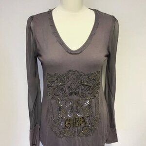 Biba Mauve Purple Embellished Blouse US Size 4
